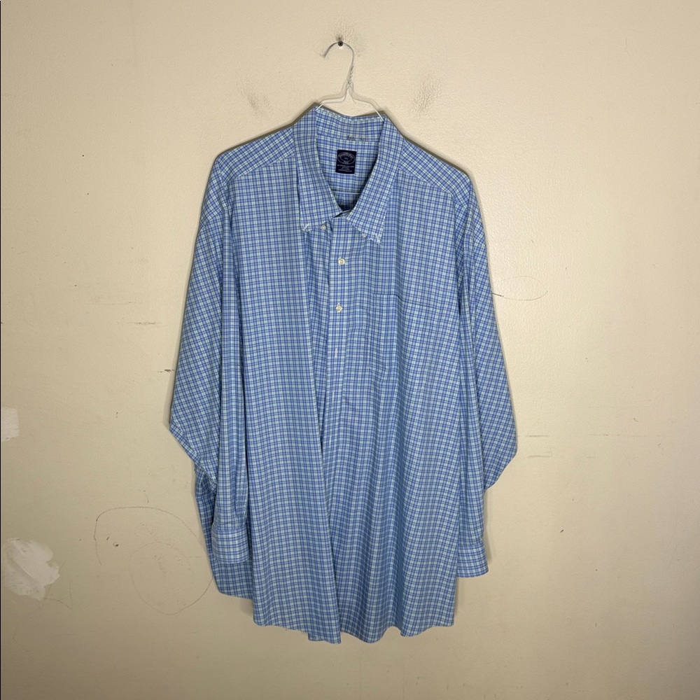 Brooks Brothers Light Blue Plaid Button Down Shirt Size 4XL